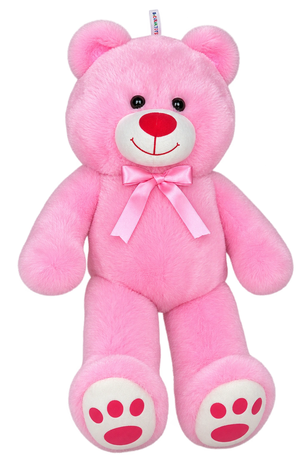 Pembe ayının pelüş dokusu ve kurdele detayı
